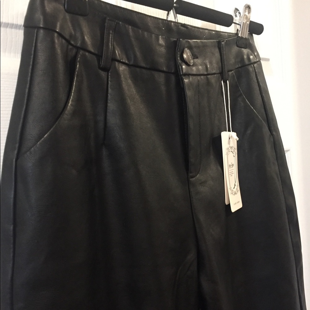 Faux Leather Capri Pants